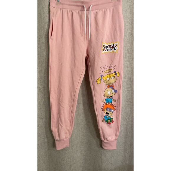 Nickelodeon Rugrats Pink Soft Fleece Pull On Jogger Pants SZ Large - Picture 1 of 6